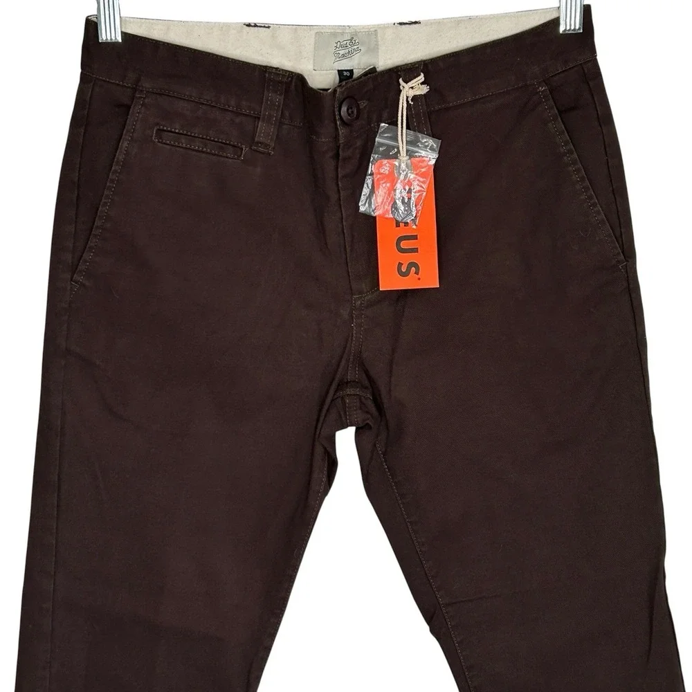 Deus Ex Machina Ford Pants 30X32 Mid Rise Straight Leg Pockets Brown Minimalist